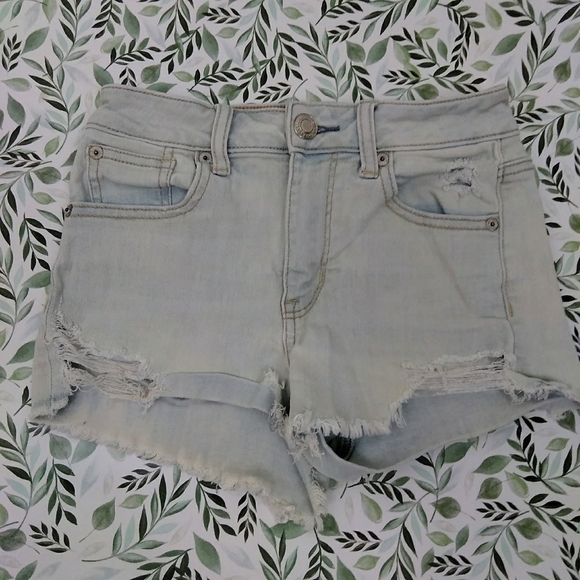 American Eagle High Rise Shortie Summer Casual Distressed Bohemian Shorts - Picture 3 of 12
